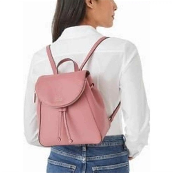 Kate Spade Leila Leather and Faux Shearling Backpack RARE in “light sand” - Picture 6 of 12